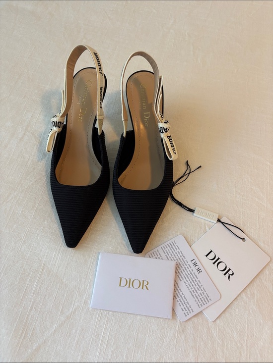 Dior Shoes - Dior Christian Dior Black J'Adior Slingback Kitten Heel Pumps 36 1/2 EU - NWT